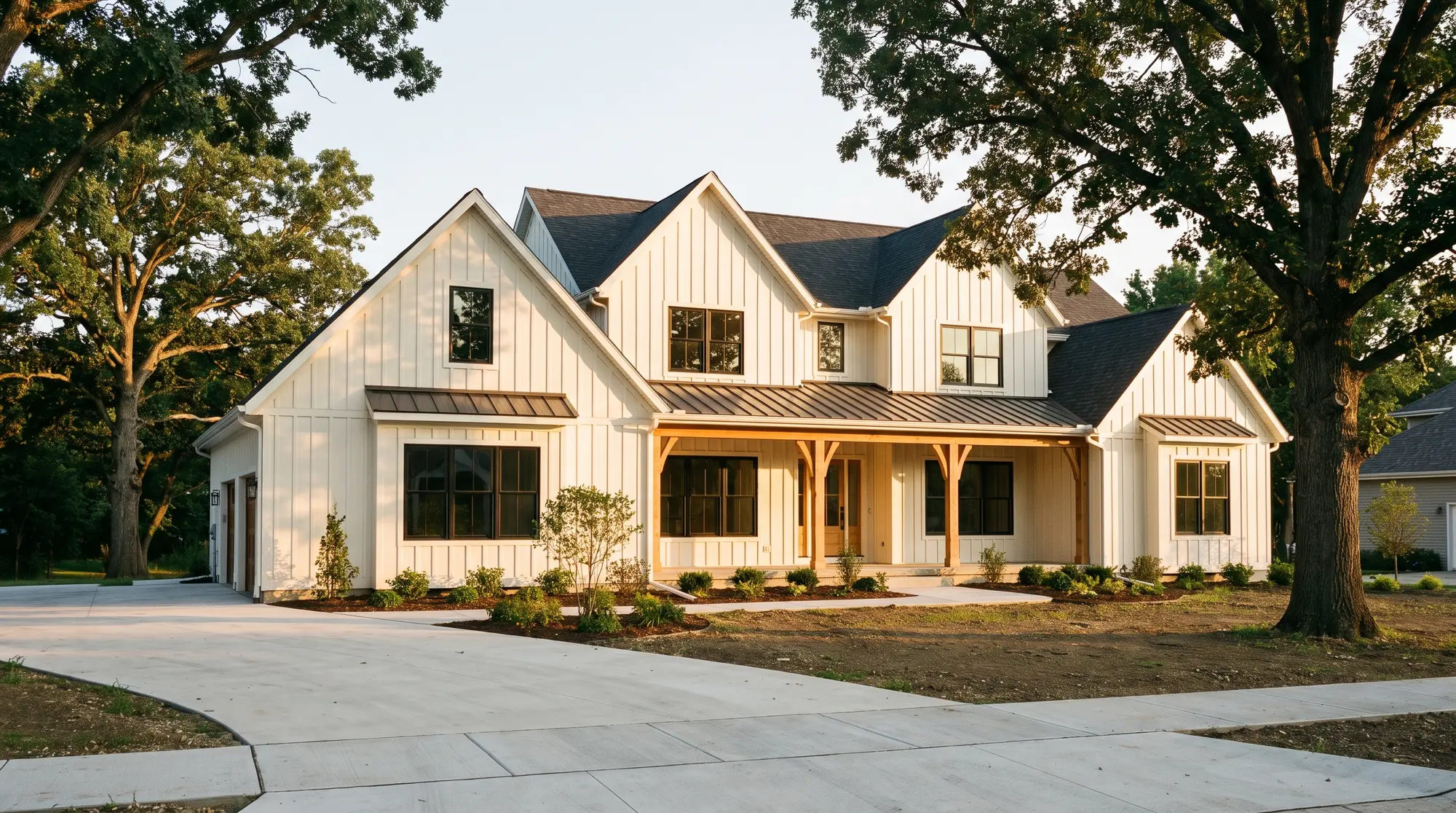 New farmhouse-style home